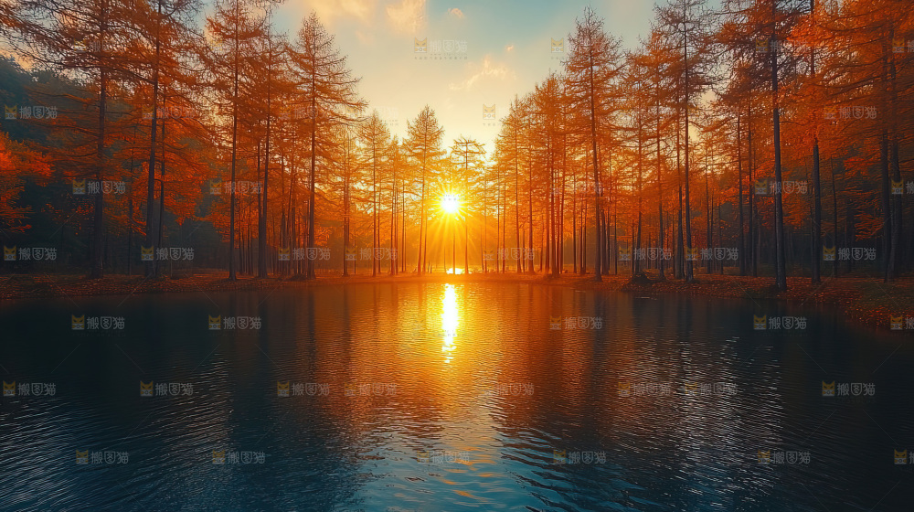 秋日落叶景观场景建筑素材