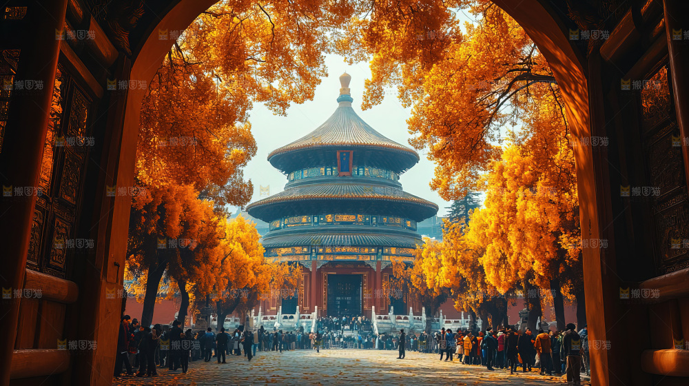 秋日落叶景观场景建筑素材