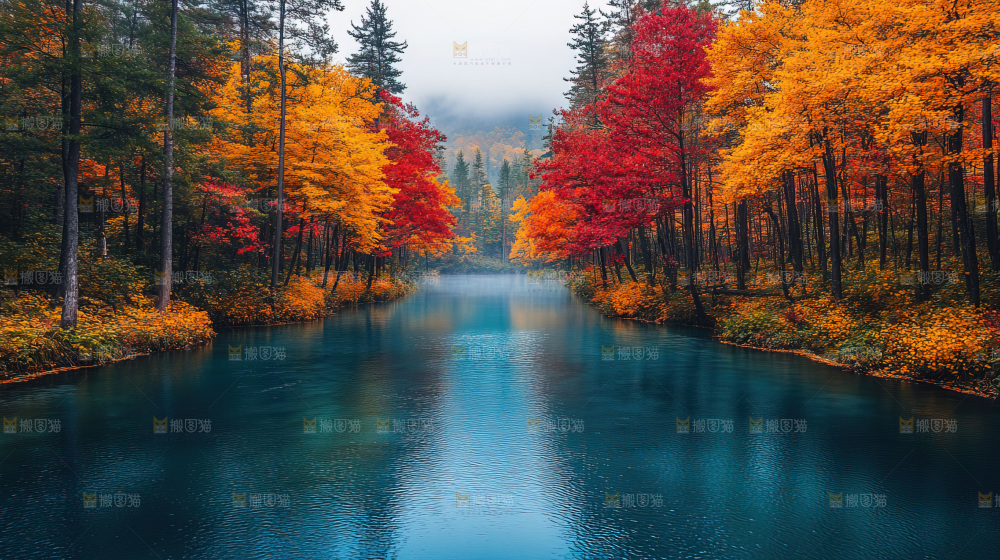 秋日落叶景观场景建筑素材