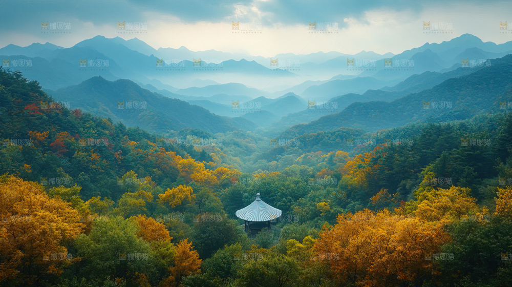 秋日落叶景观场景建筑素材