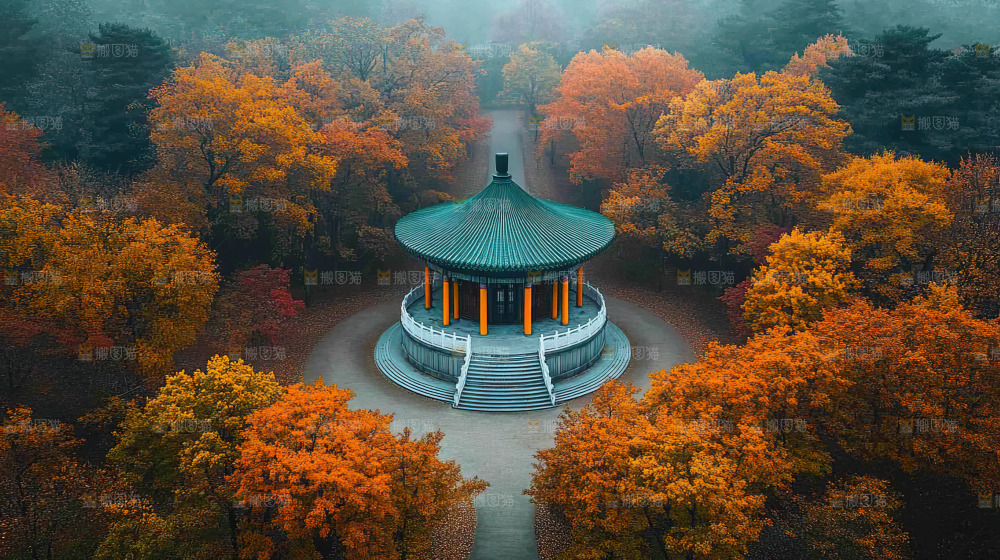 秋日落叶景观场景建筑素材