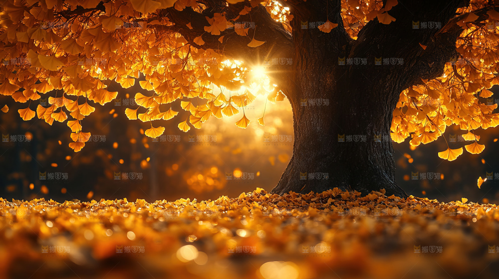 秋日落叶景观场景建筑素材
