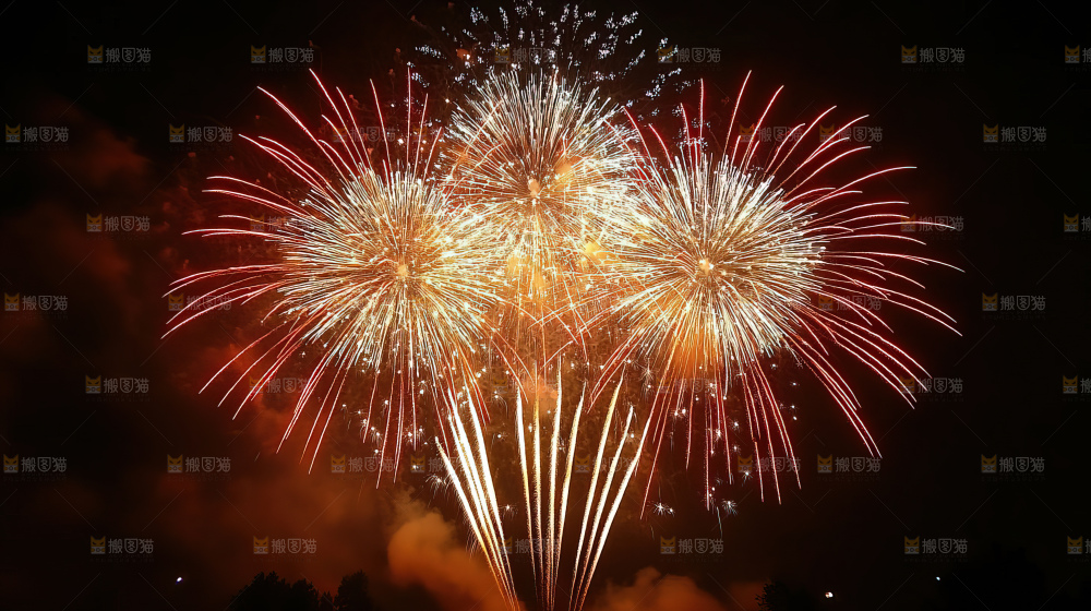 现代城市烟花夜景节日