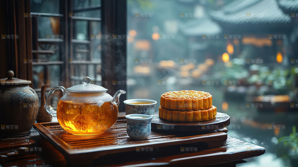 中秋节场景月饼传统文化