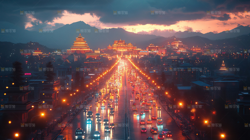 万家灯火城市夜景经济发展