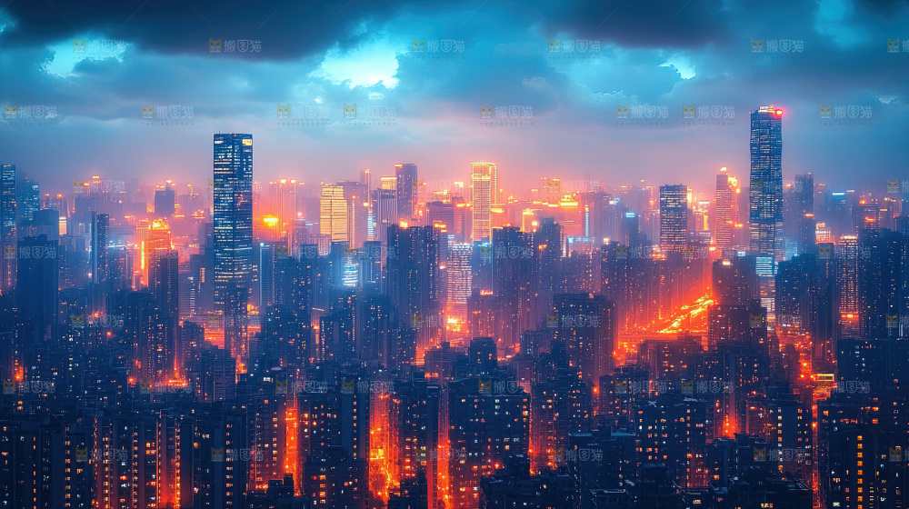 万家灯火城市夜景经济发展