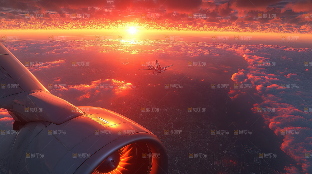 飞机离开地面飞向天空