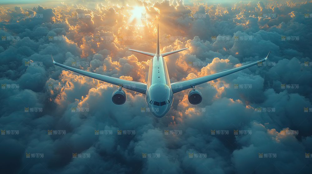 飞机离开地面飞向天空