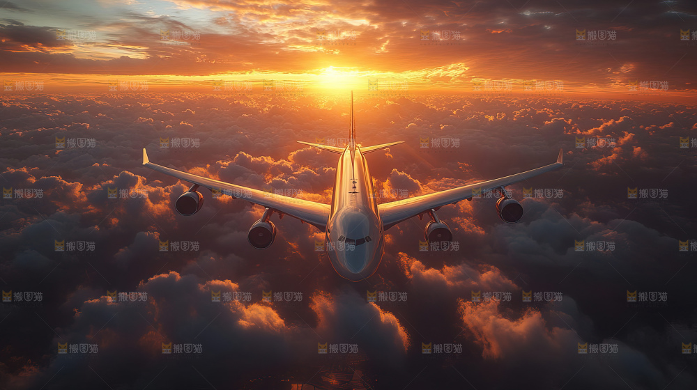 飞机离开地面飞向天空