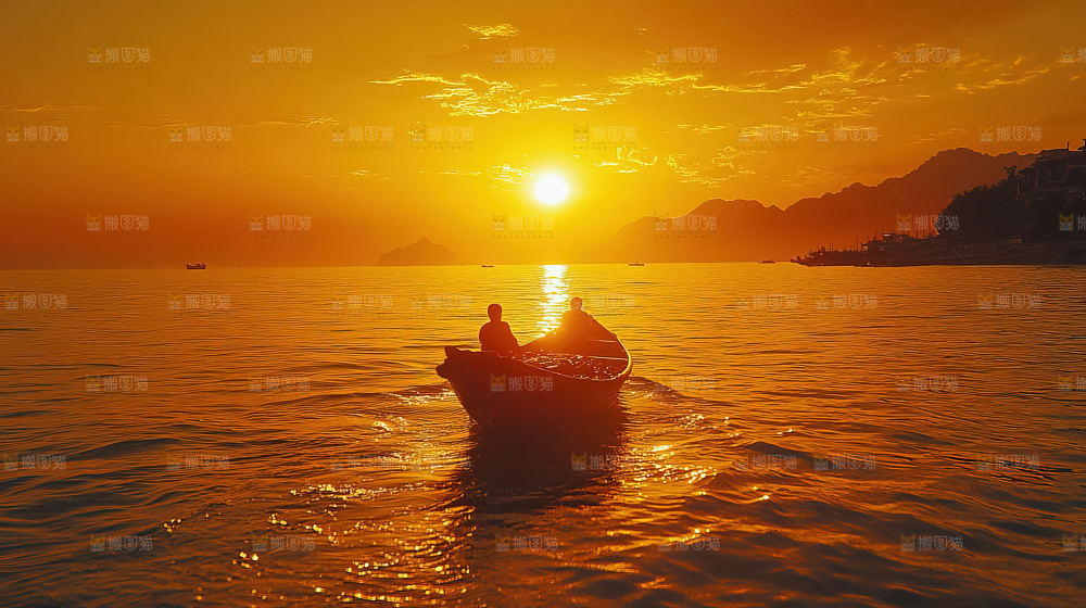 落日天际线海景祖国大好河山自然风景
