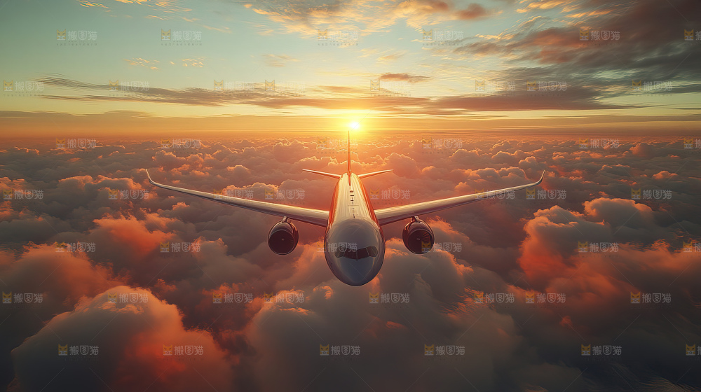 飞机离开地面飞向天空