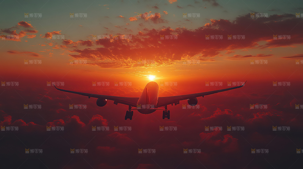 飞机离开地面飞向天空