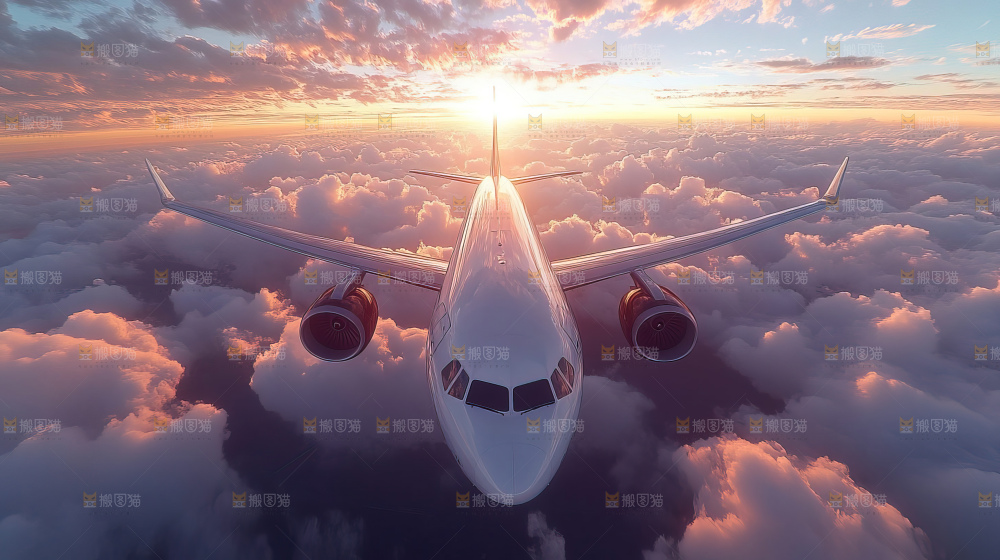 飞机离开地面飞向天空