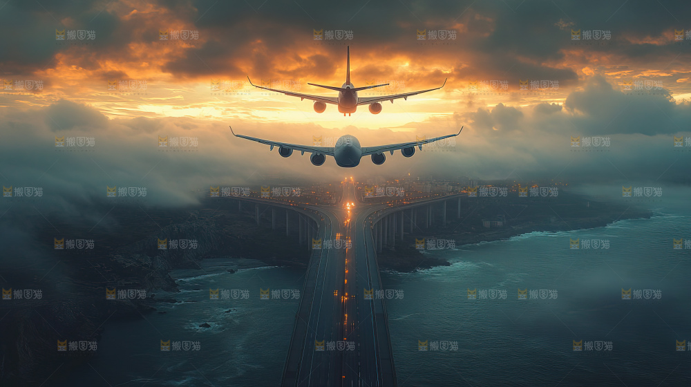 飞机离开地面飞向天空
