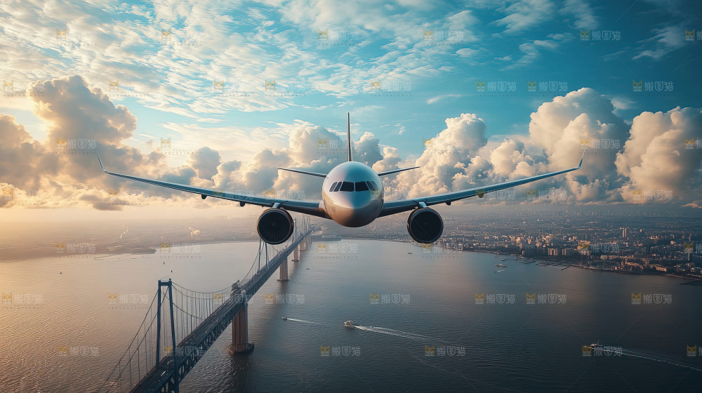 飞机离开地面飞向天空