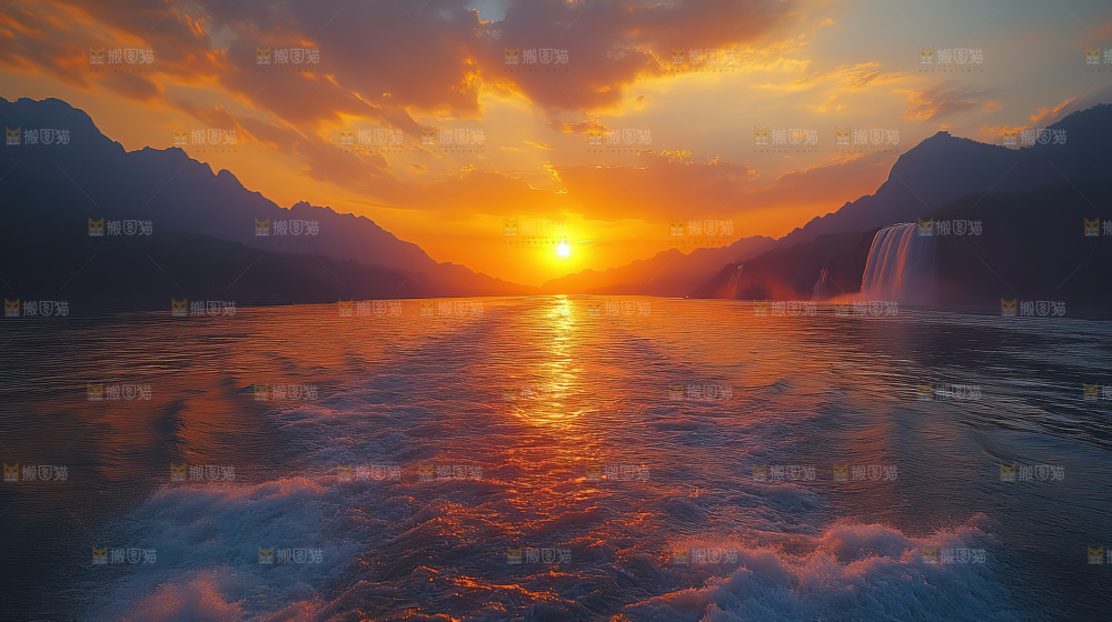 落日天际线 海景 祖国大好河山 自然风景