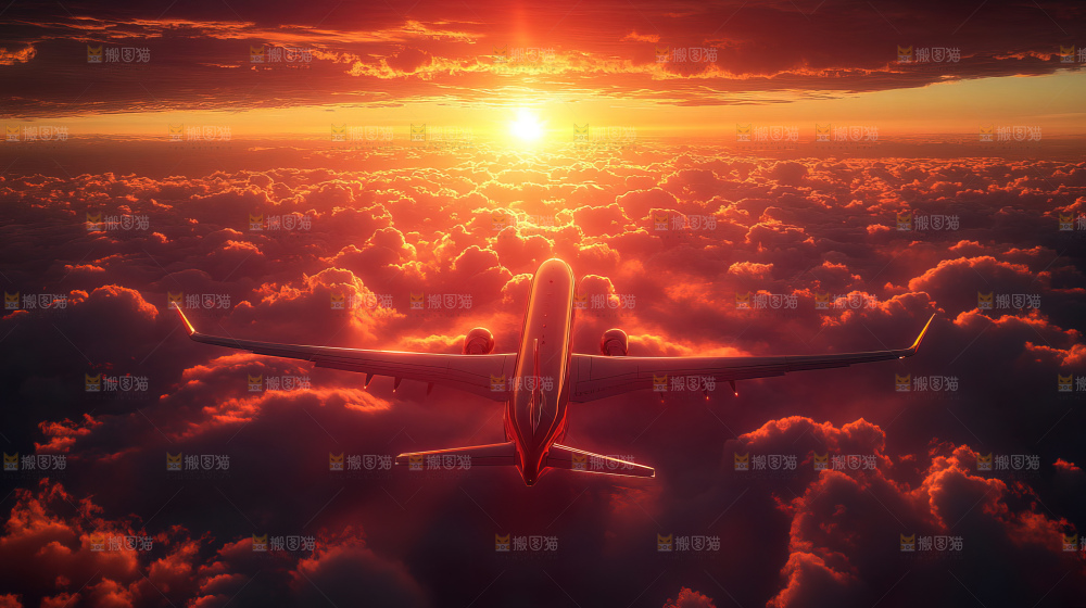 飞机离开地面飞向天空