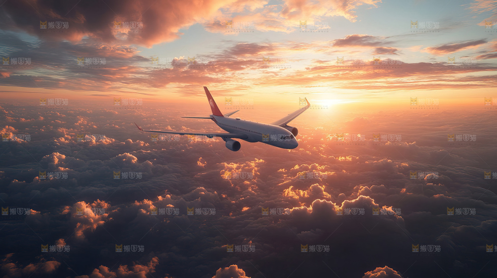 飞机离开地面飞向天空