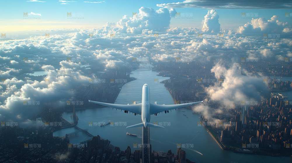 飞机离开地面飞向天空