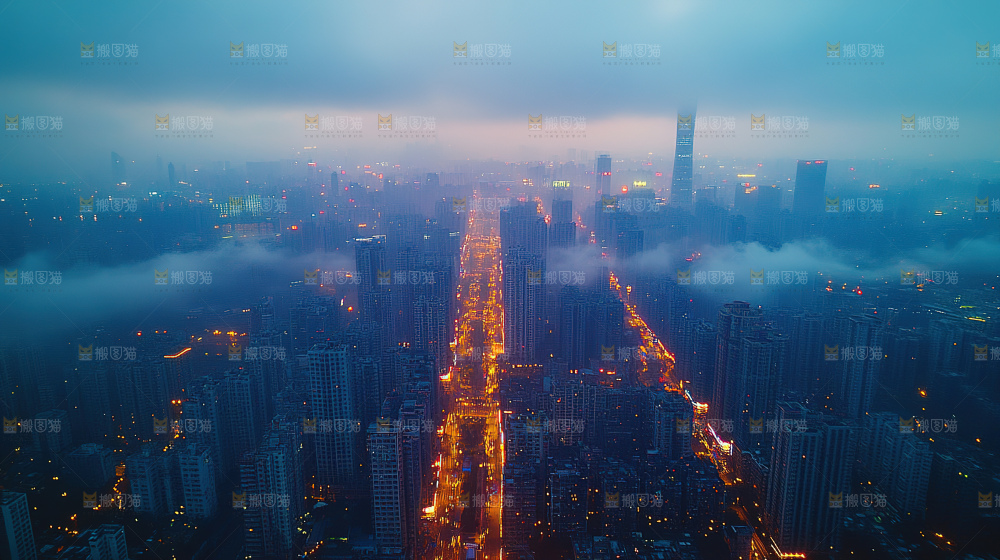 万家灯火城市夜景经济发展