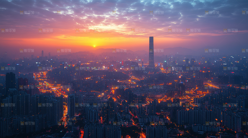 万家灯火城市夜景经济发展
