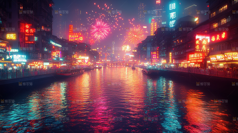 烟花 夜景 烟火 新年