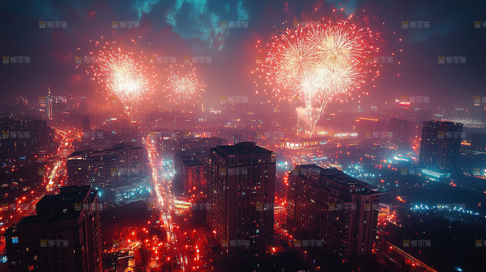 烟花 夜景 烟火 新年