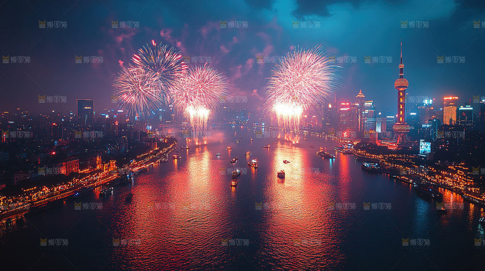 烟花 夜景 烟火 新年