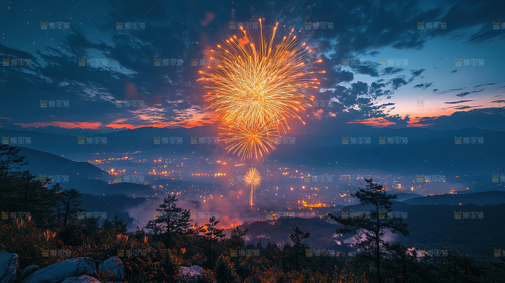 烟花 夜景 烟火 新年
