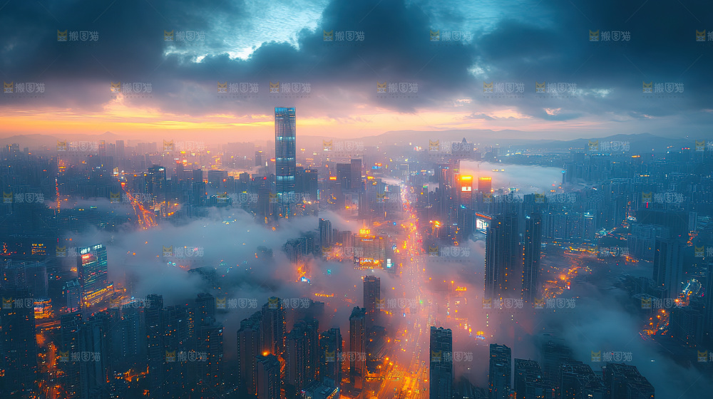 万家灯火城市夜景经济发展