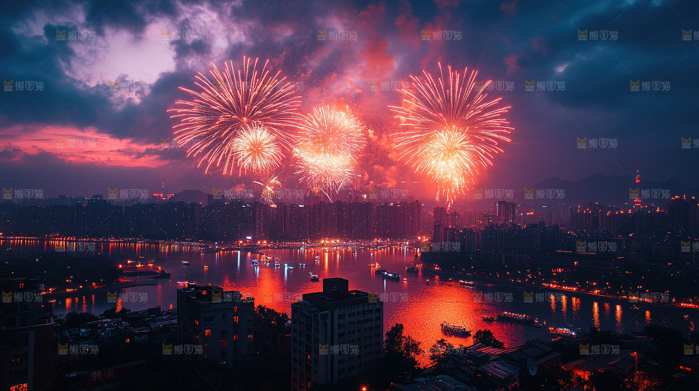 烟花 夜景 烟火 新年