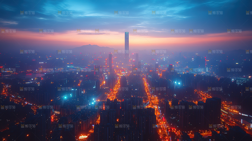 万家灯火城市夜景经济发展