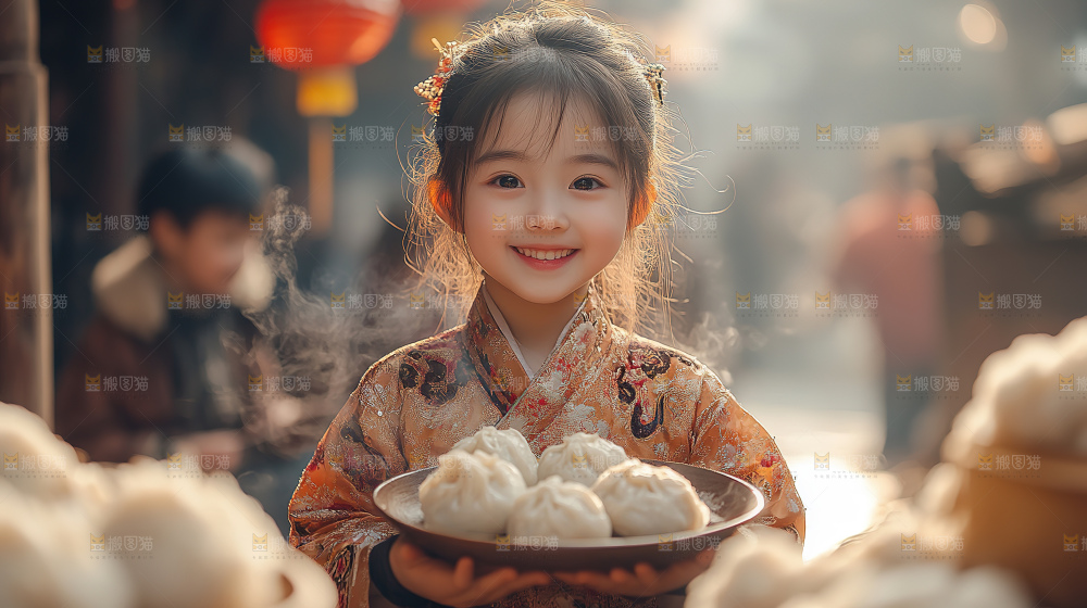 团圆喜庆美食中秋人物