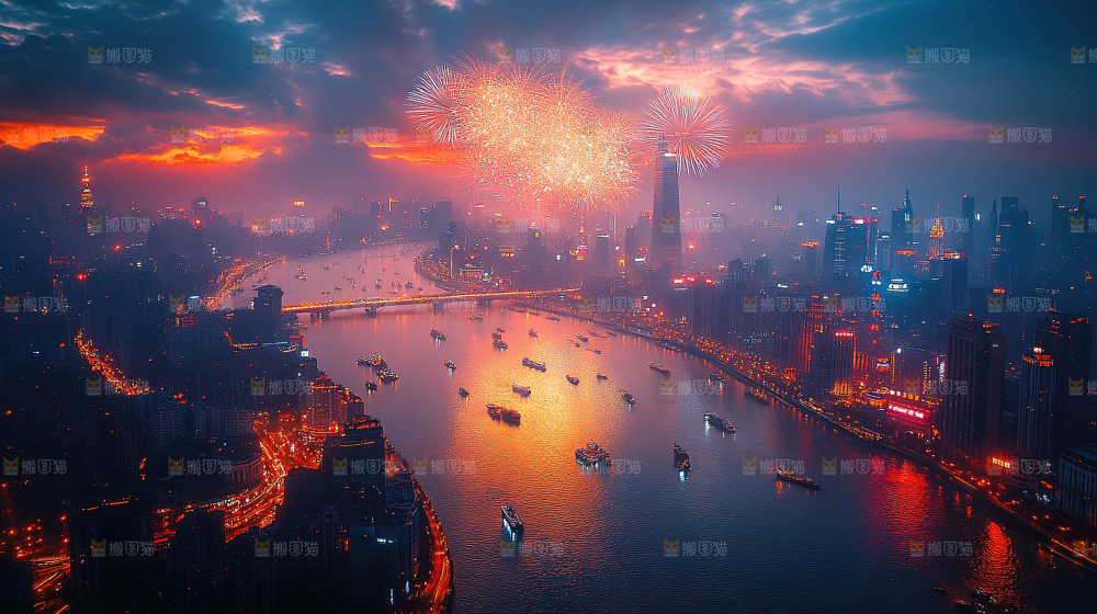 烟花 夜景 烟火 新年
