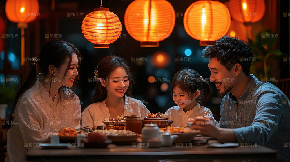 团圆喜庆美食中秋人物