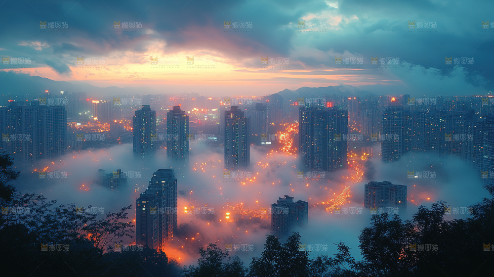 万家灯火城市夜景经济发展