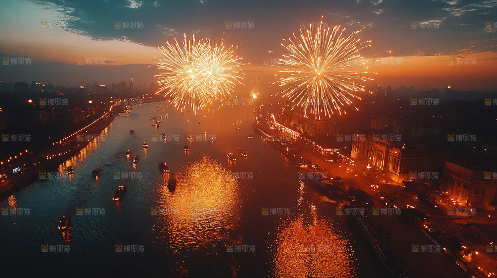 烟花 夜景 烟火 新年