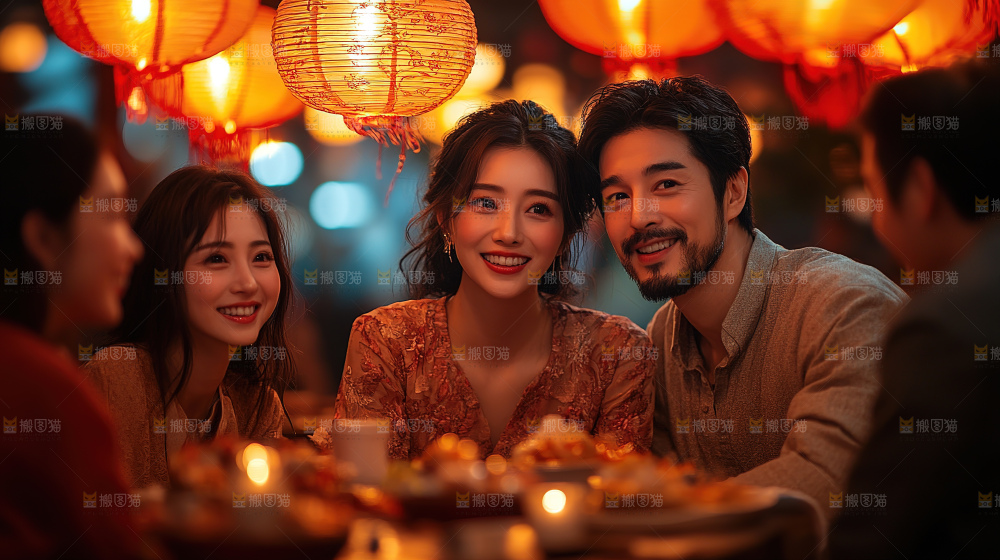 团圆喜庆美食中秋人物
