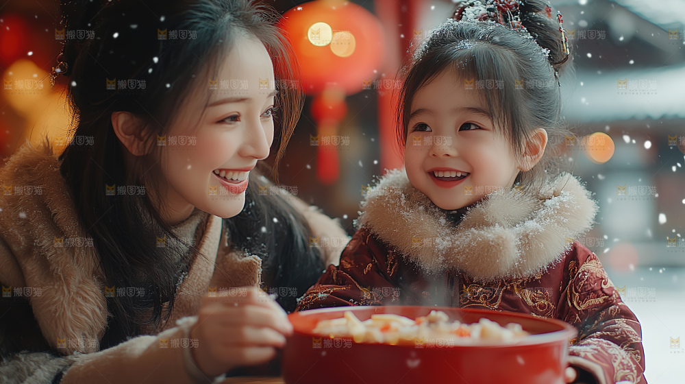 团圆喜庆美食中秋人物