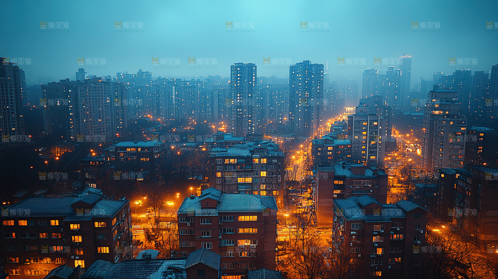 万家灯火城市夜景经济发展