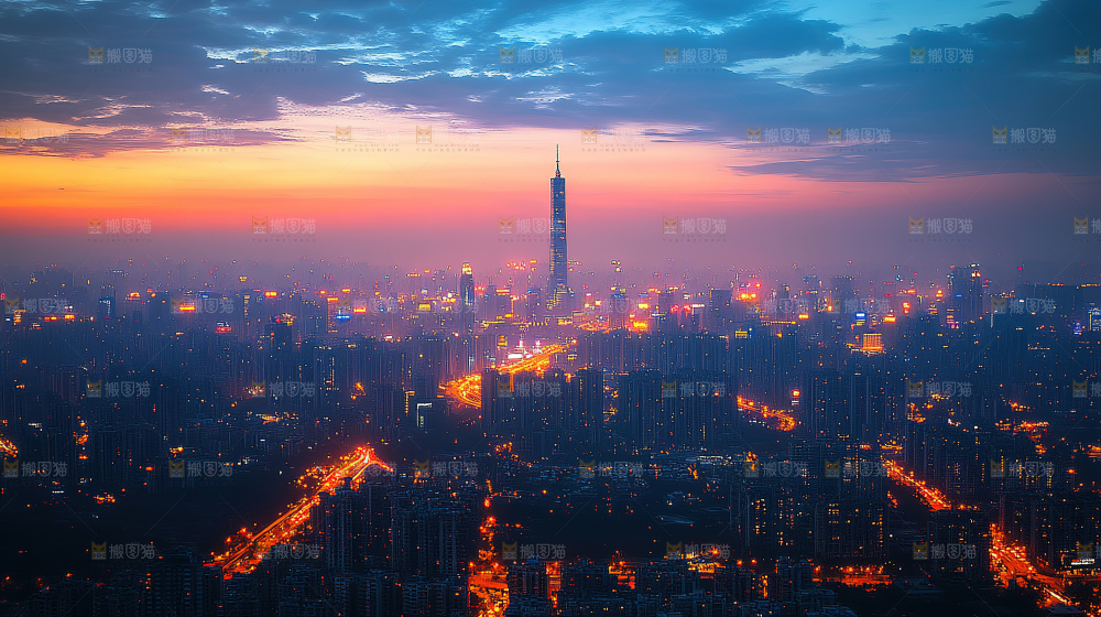 万家灯火城市夜景经济发展