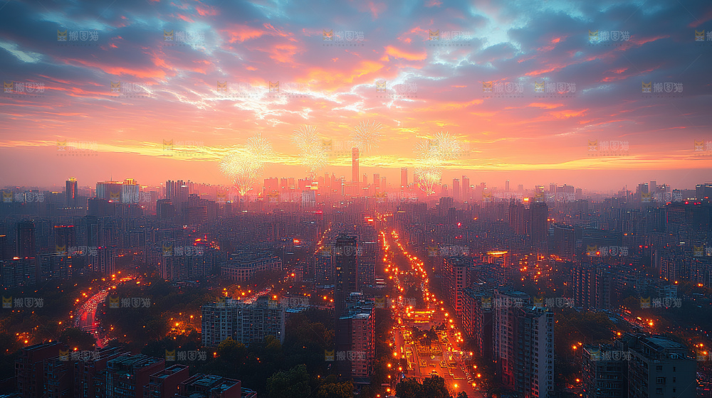 万家灯火城市夜景经济发展