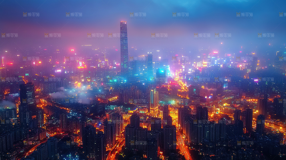万家灯火城市夜景经济发展