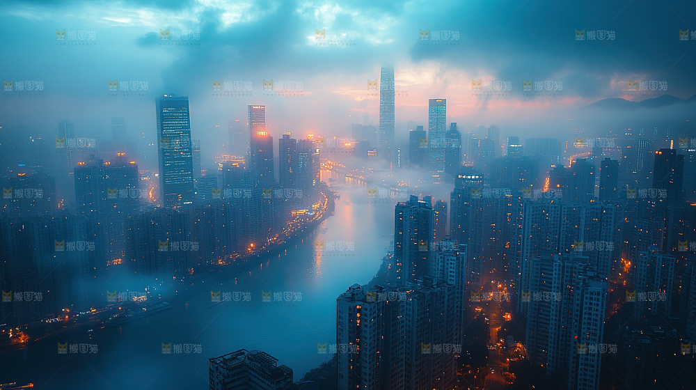 万家灯火城市夜景经济发展