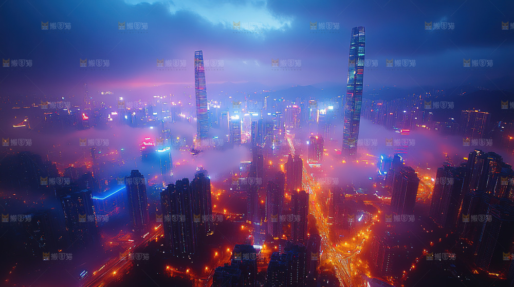万家灯火城市夜景经济发展