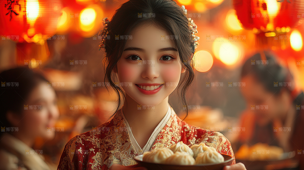 团圆喜庆美食中秋人物