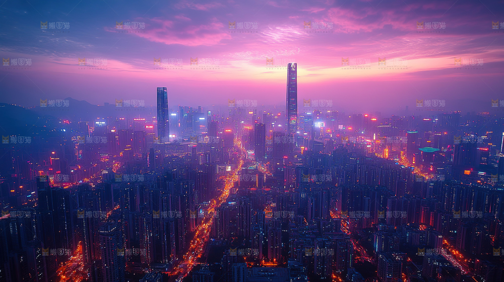 万家灯火城市夜景经济发展