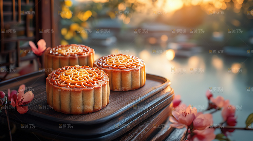 月饼糕点中秋赏月传统节日