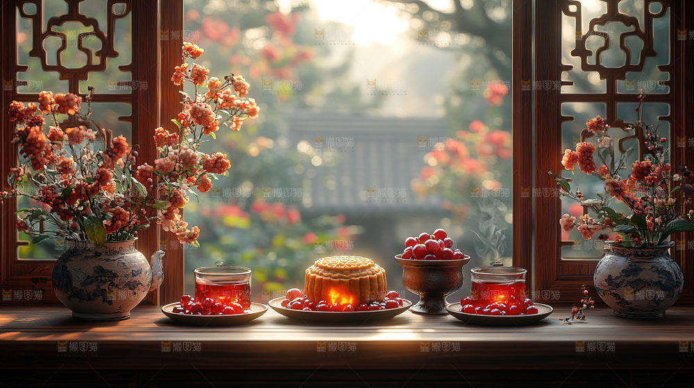 月饼糕点中秋赏月传统节日