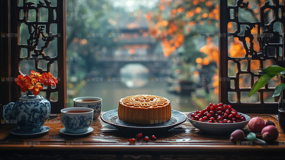 月饼糕点中秋赏月传统节日